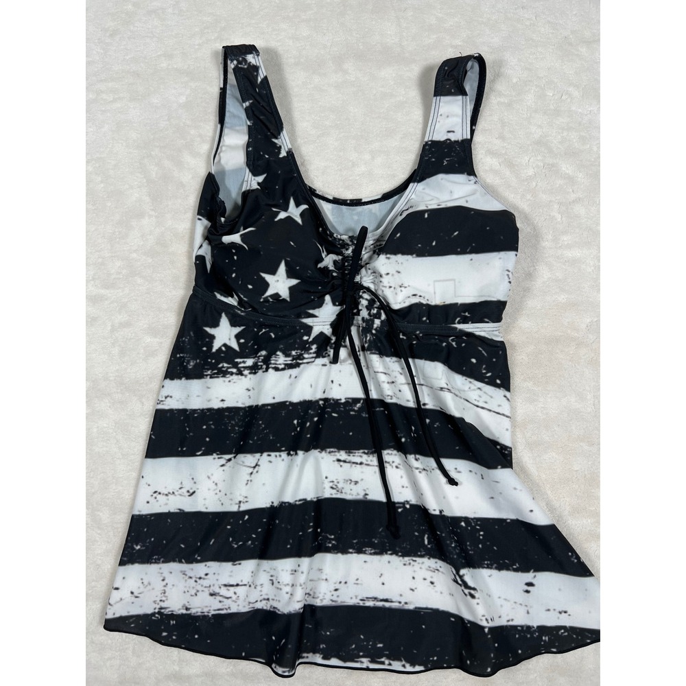 American Flag Swimdress Patriotic Swimsuit Tankini One Piece‎ Bathing Suit M